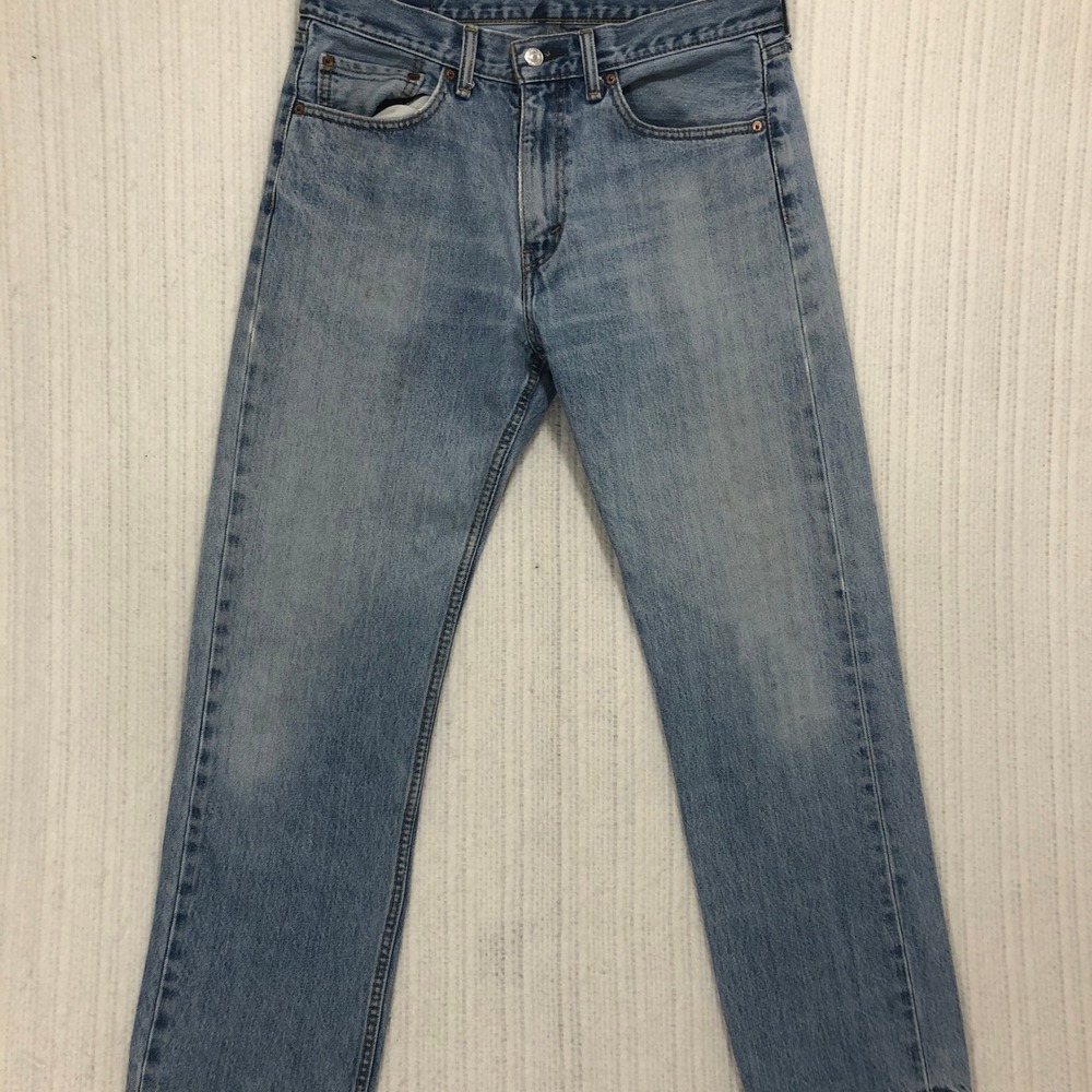Levis 505 Regular Fit Straight Leg Light Wash Blue Denim Jeans Mens W33 L30